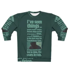 "Like Tears in Rain" Blade Runner Sci-Fi Quote Sweatshirt