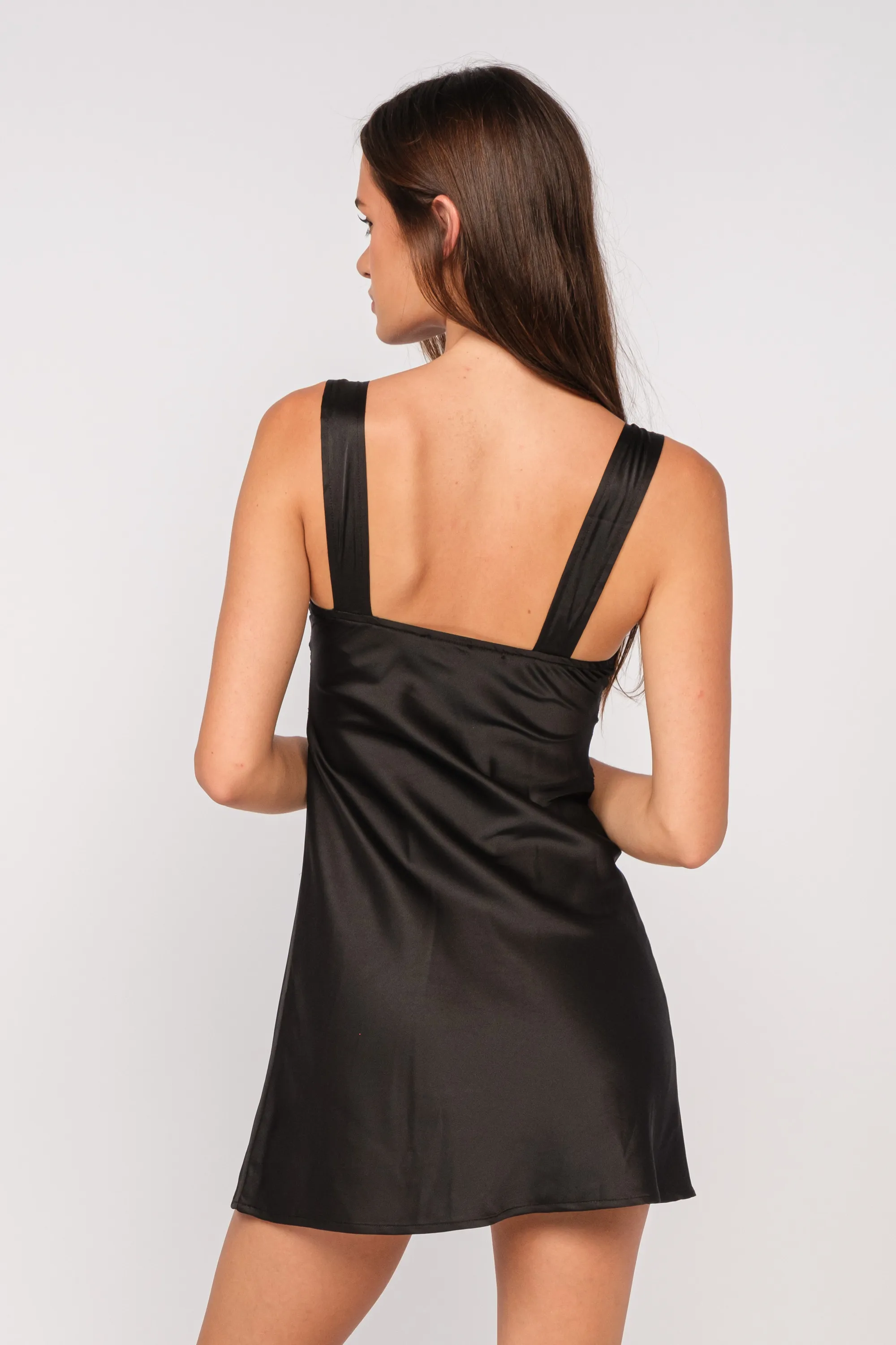 "Simple Love" Black Mini Dress w/ Lace Trim