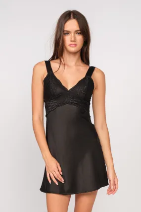 "Simple Love" Black Mini Dress w/ Lace Trim