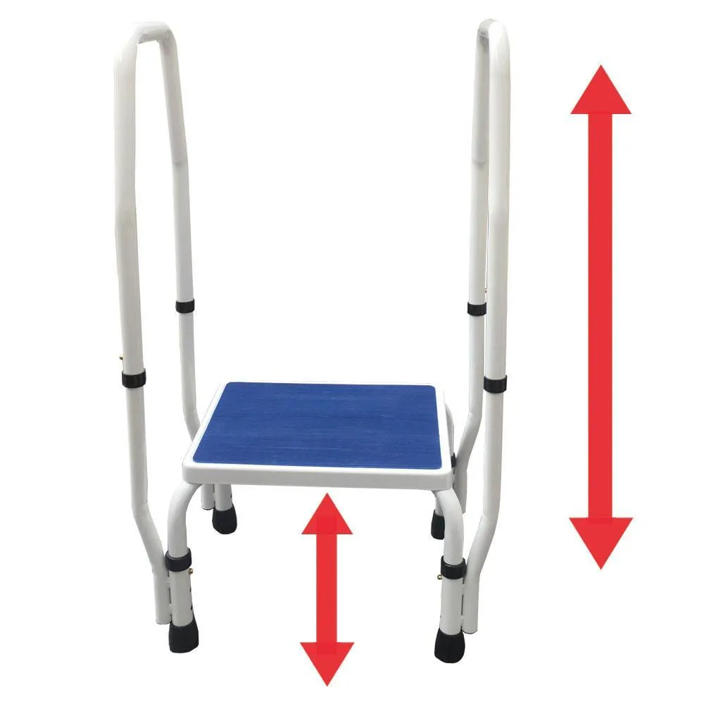 Reconditioned - AdjustaStep(tm) DoubleSafe Deluxe Step Stool with Dual Handrail