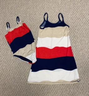 Red/Navy Stripe Ring Tanksuit/ Slip Dress set
