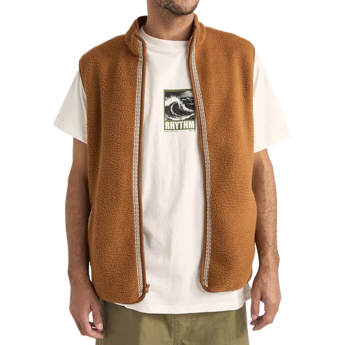 Rhythm Marco Sherpa Vest - Tobacco