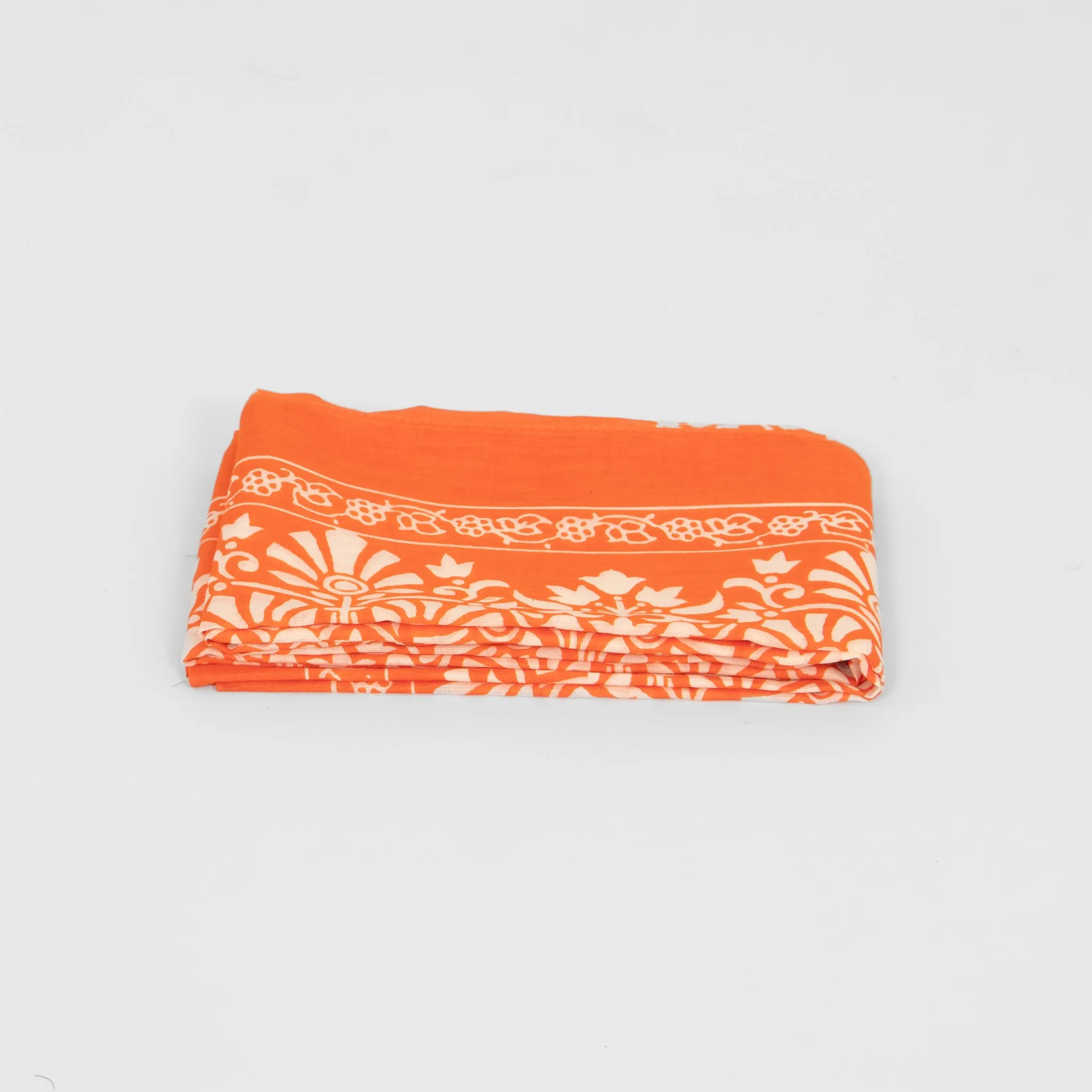 Rue Lightweight Cotton Scarf - Orange, Leaf