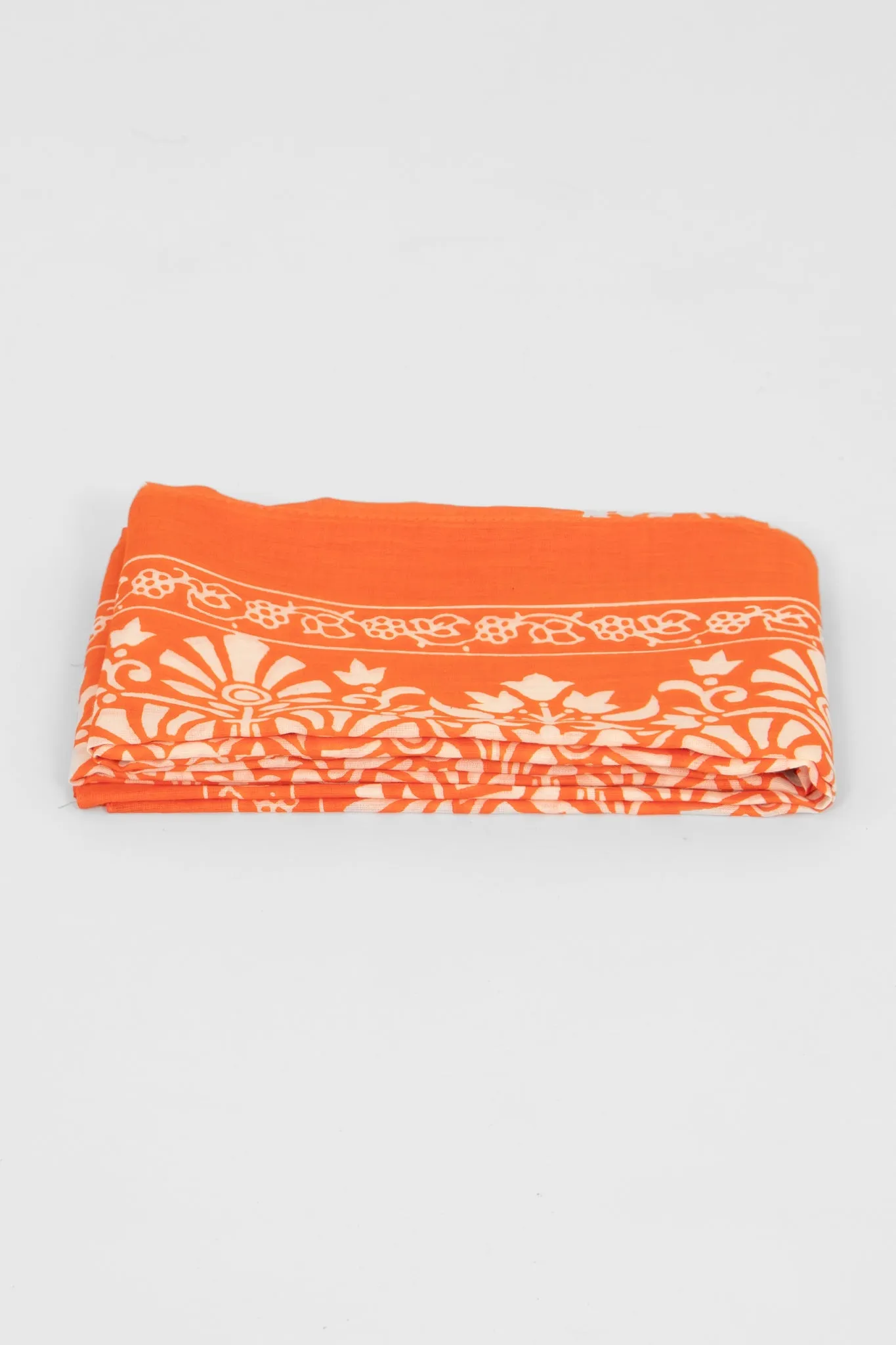 Rue Lightweight Cotton Scarf - Orange, Leaf
