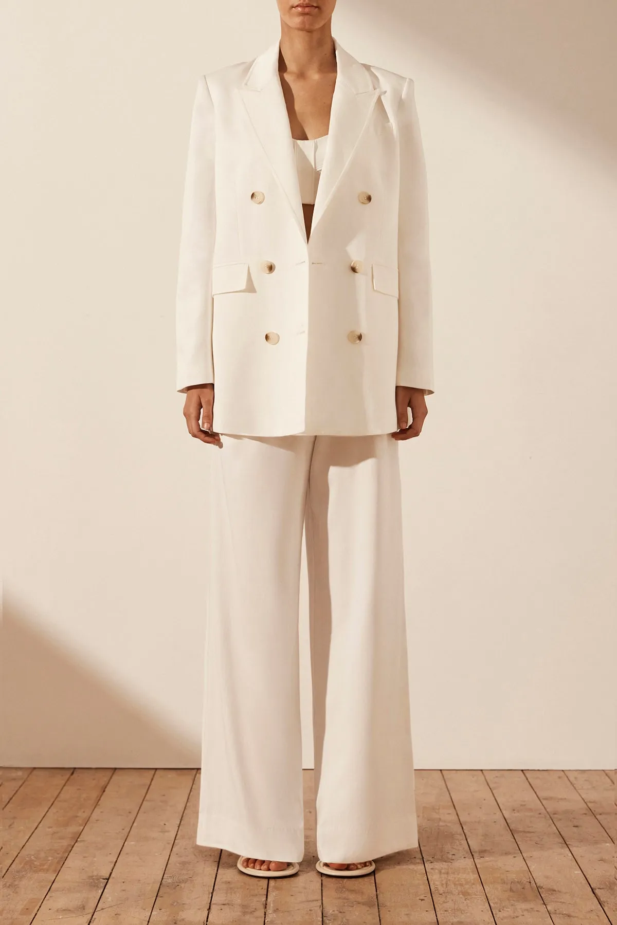 Sara Peak Lapel Blazer in Coconut