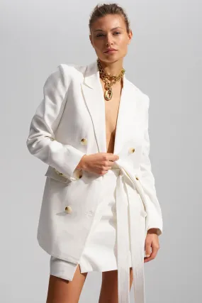 Sara Peak Lapel Blazer in Coconut
