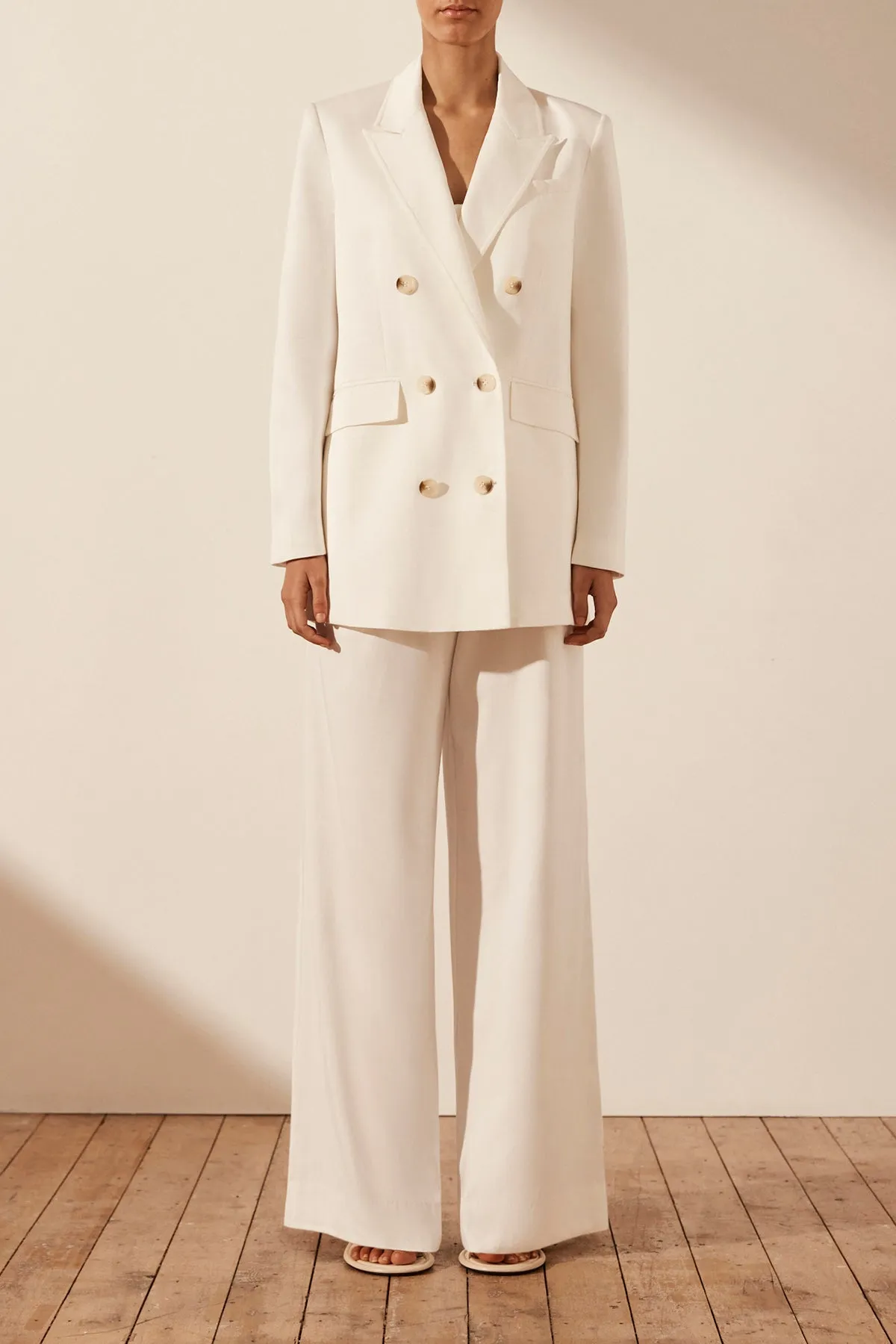 Sara Peak Lapel Blazer in Coconut