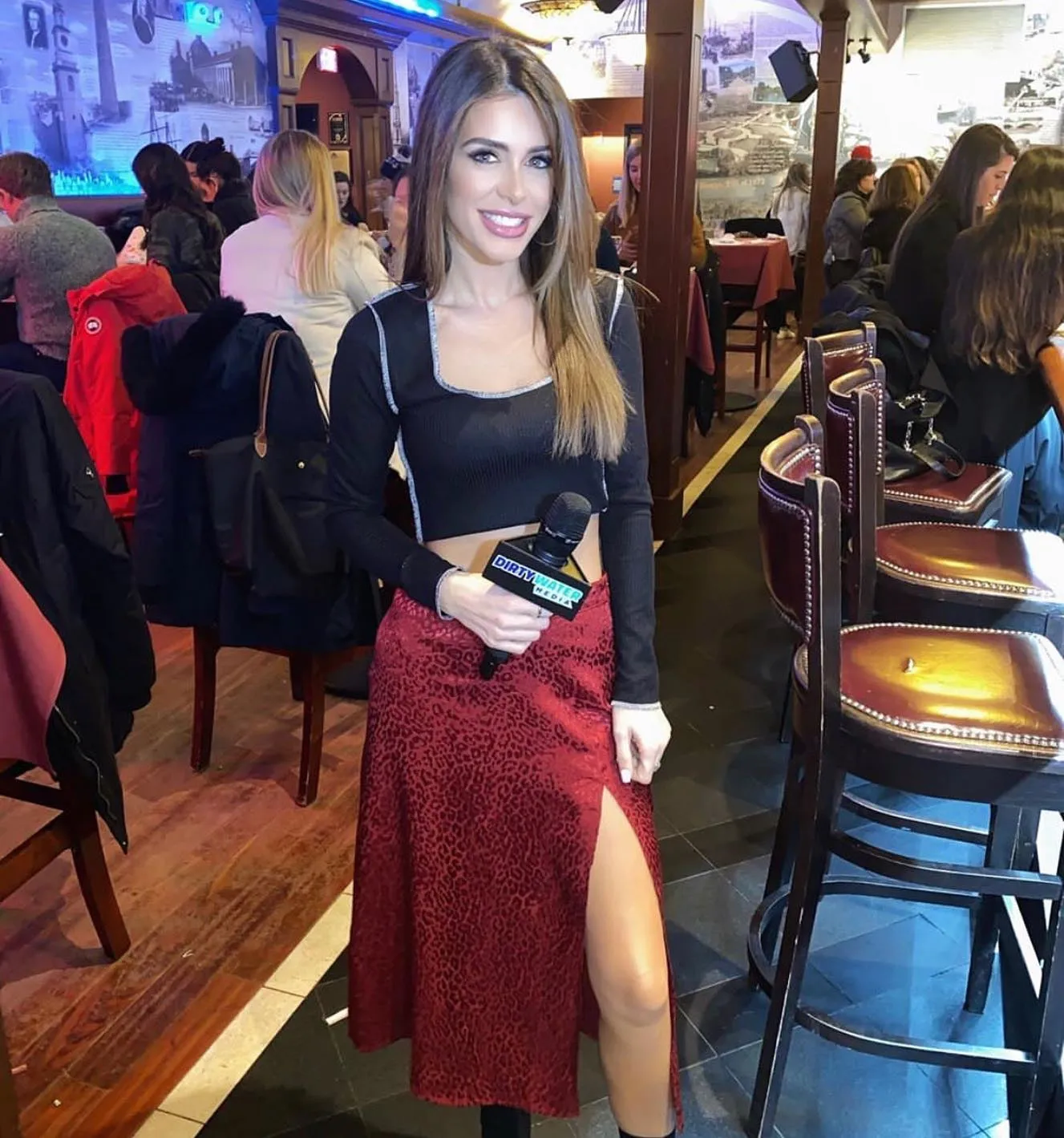 Satin Cheetah Print Side Slit Midi Skirt