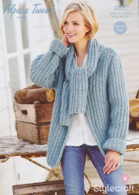 Scarf Neck Jacket in Stylecraft Alpaca Tweed Chunky (9205)