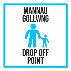School Drop Off Point, Bilingual Welsh Outdoor Floor Signage, 60cm X 60cm
