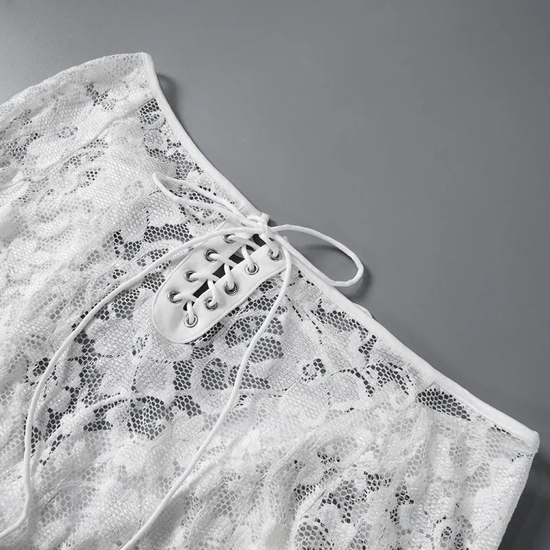 Sexy Lace Cutout Off Shoulder Lotus Leaf Short Dress