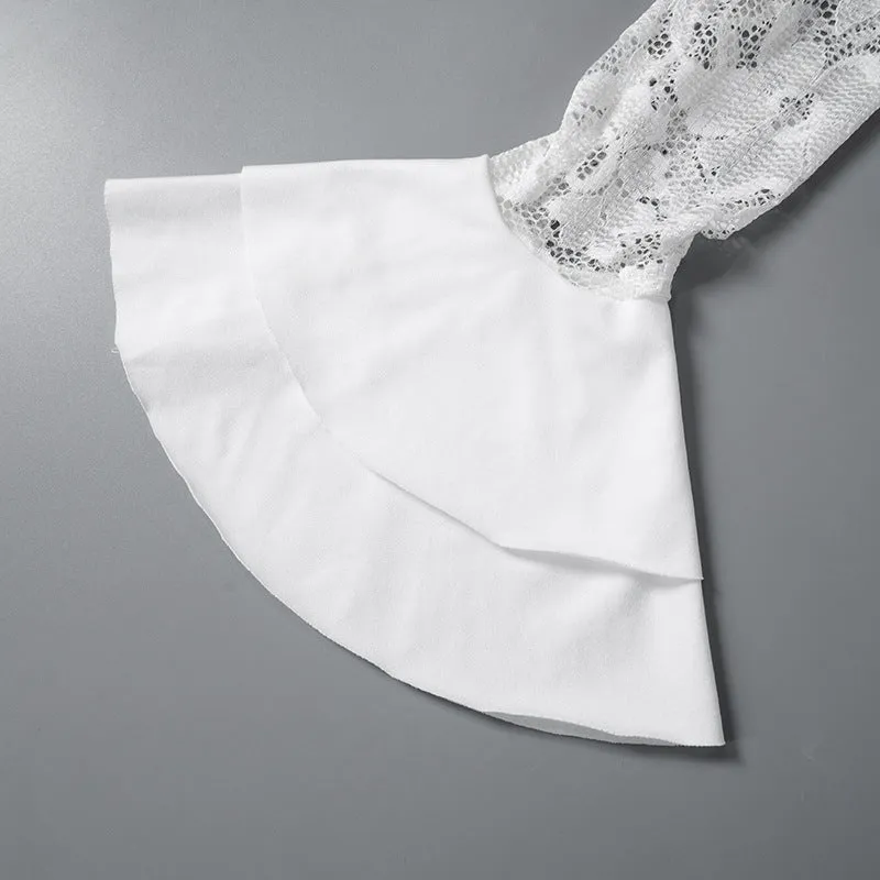 Sexy Lace Cutout Off Shoulder Lotus Leaf Short Dress