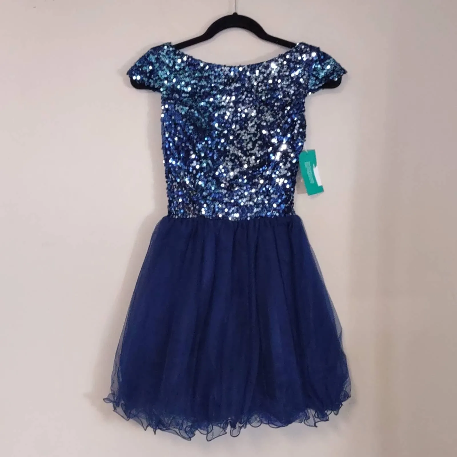 Short Tullle Sequins Homecoming Dress Sarah Bridal Navy
