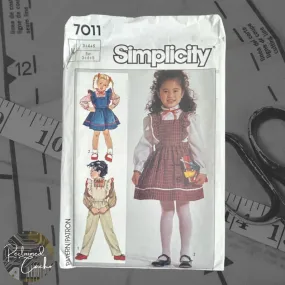 Simplicity 7011 Child's Blouse, Jumper and Overalls Pattern - Size 3-4-5