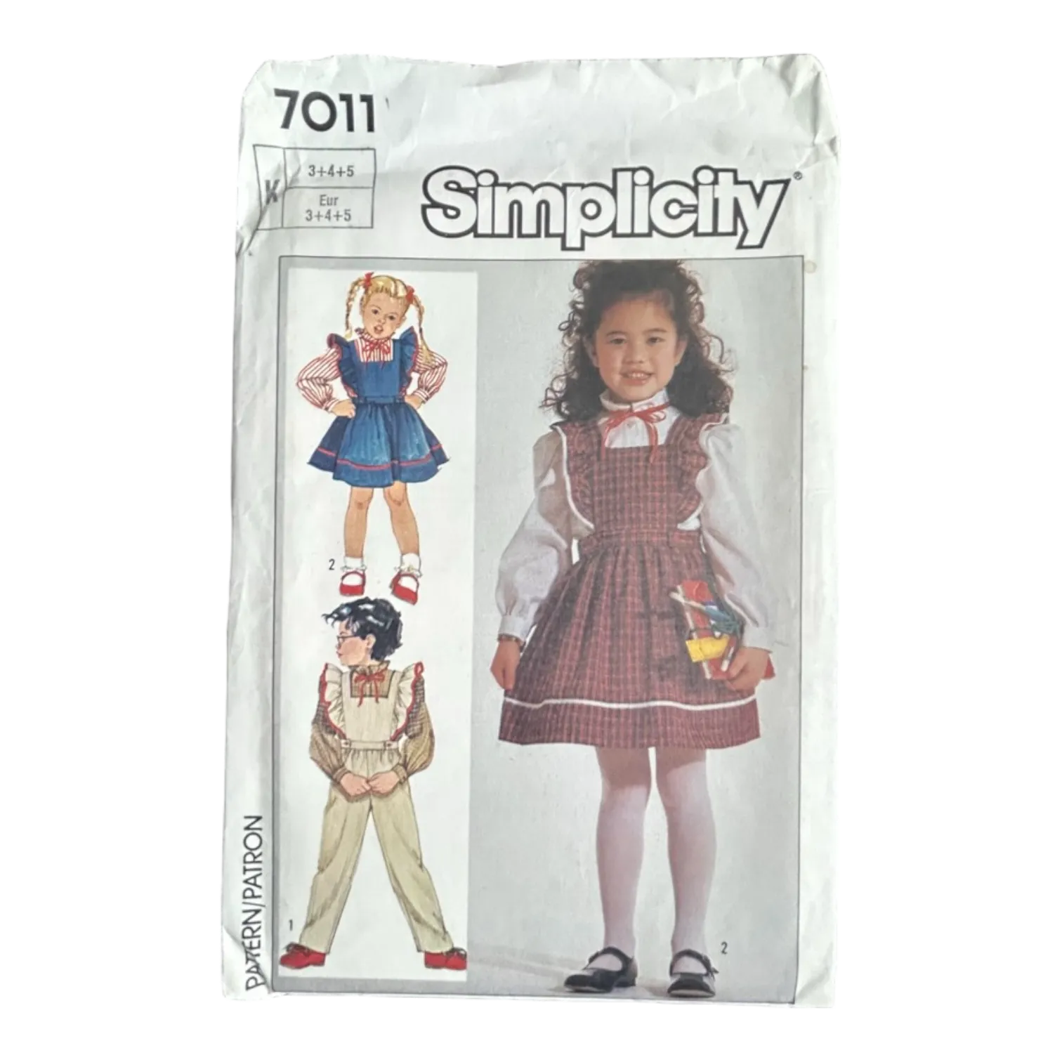 Simplicity 7011 Child's Blouse, Jumper and Overalls Pattern - Size 3-4-5