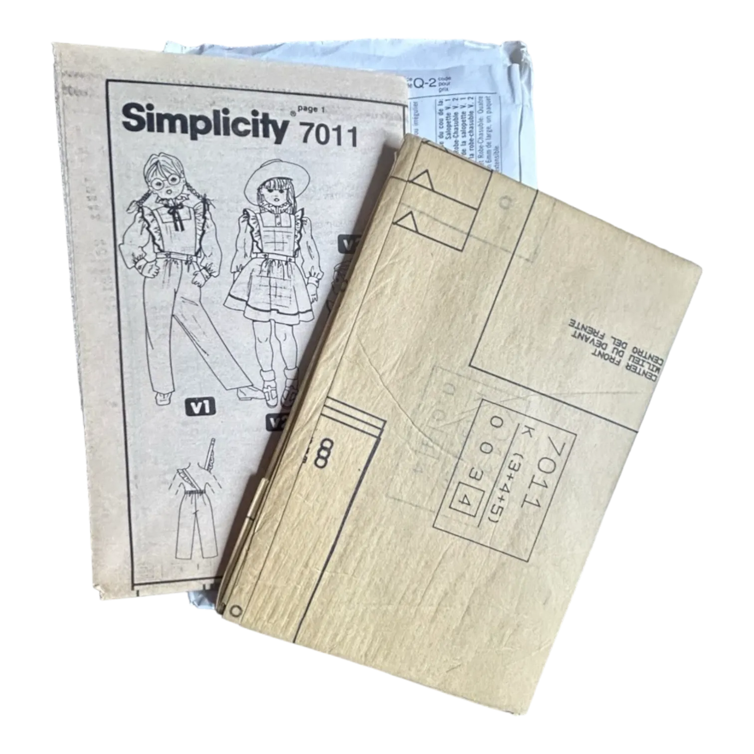 Simplicity 7011 Child's Blouse, Jumper and Overalls Pattern - Size 3-4-5