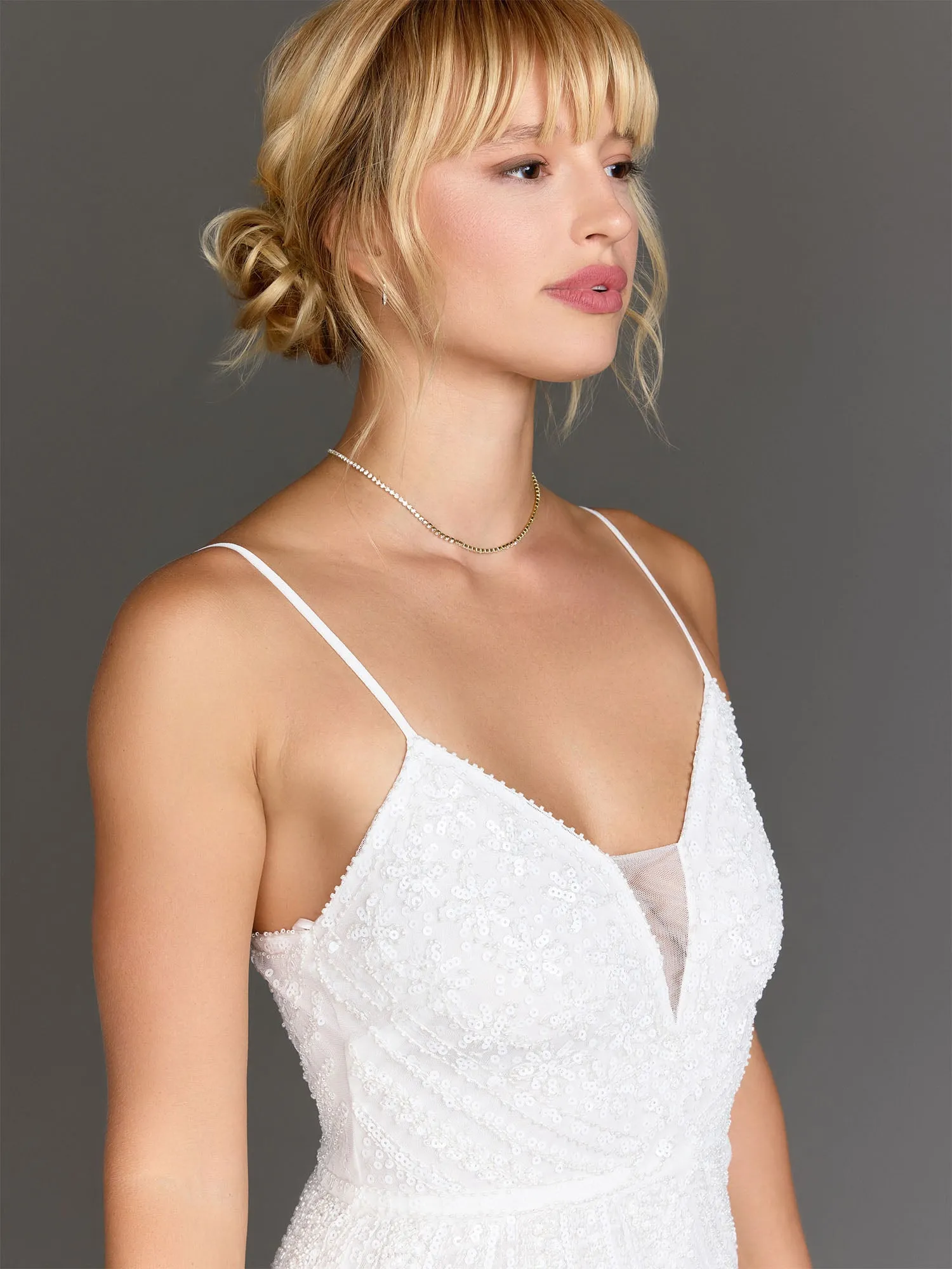 Sleeveless Sequin Tulle Evening Gown - Minuet