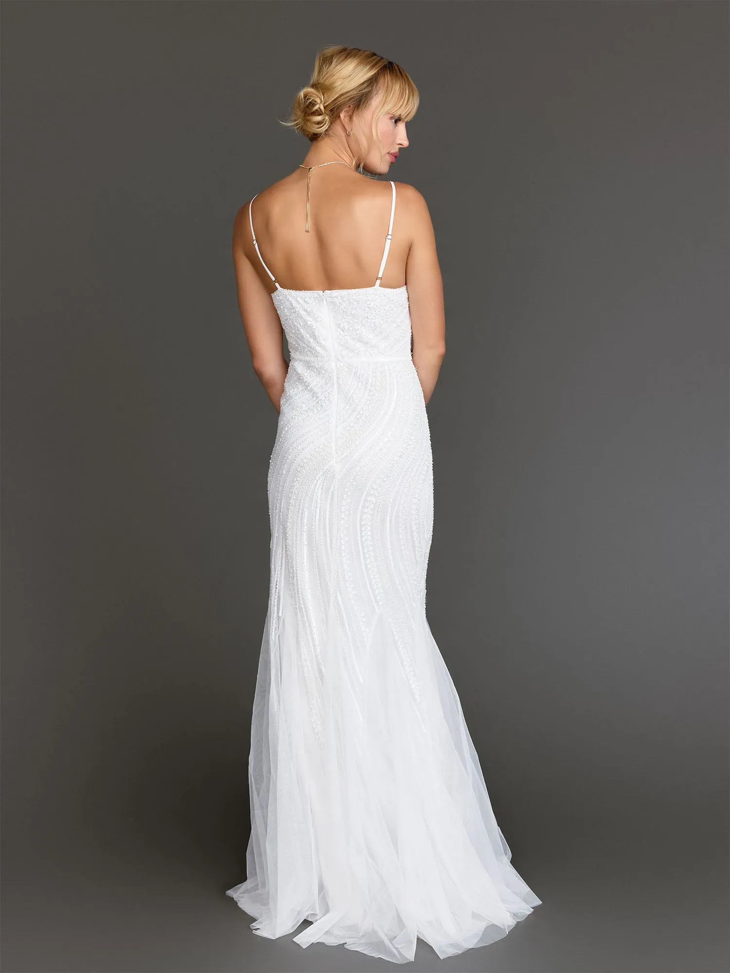 Sleeveless Sequin Tulle Evening Gown - Minuet