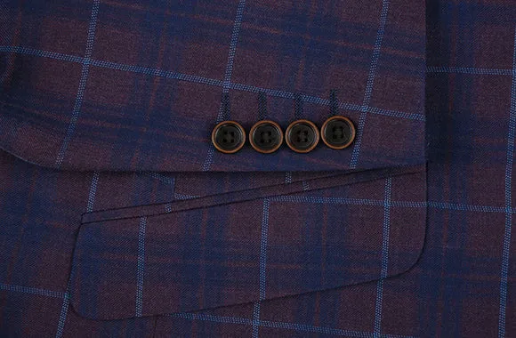 Slim Fit Blazer Glen Plaid in Blue