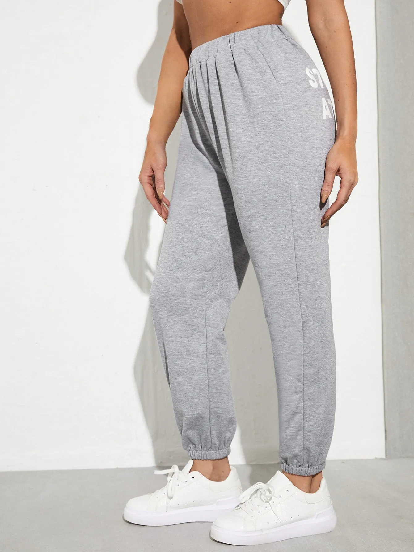 Slogan High Waist Long Women Sweatpants