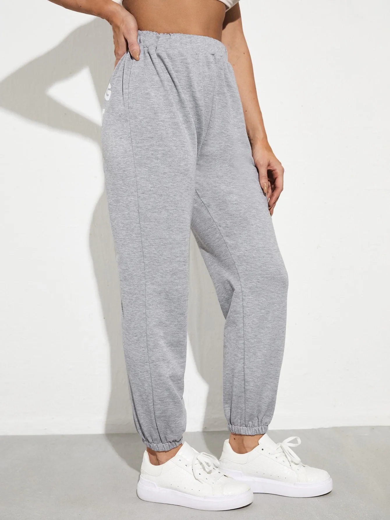 Slogan High Waist Long Women Sweatpants