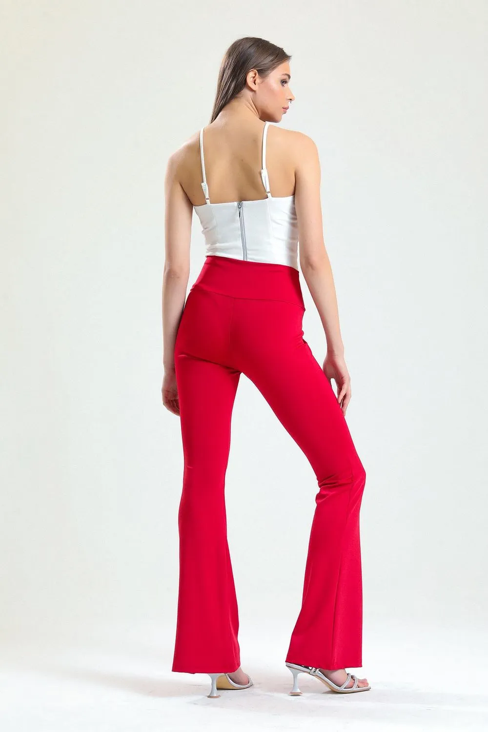 SNS Sense Red High Waisted Flared Spanish Paca Pants - Long Beach
