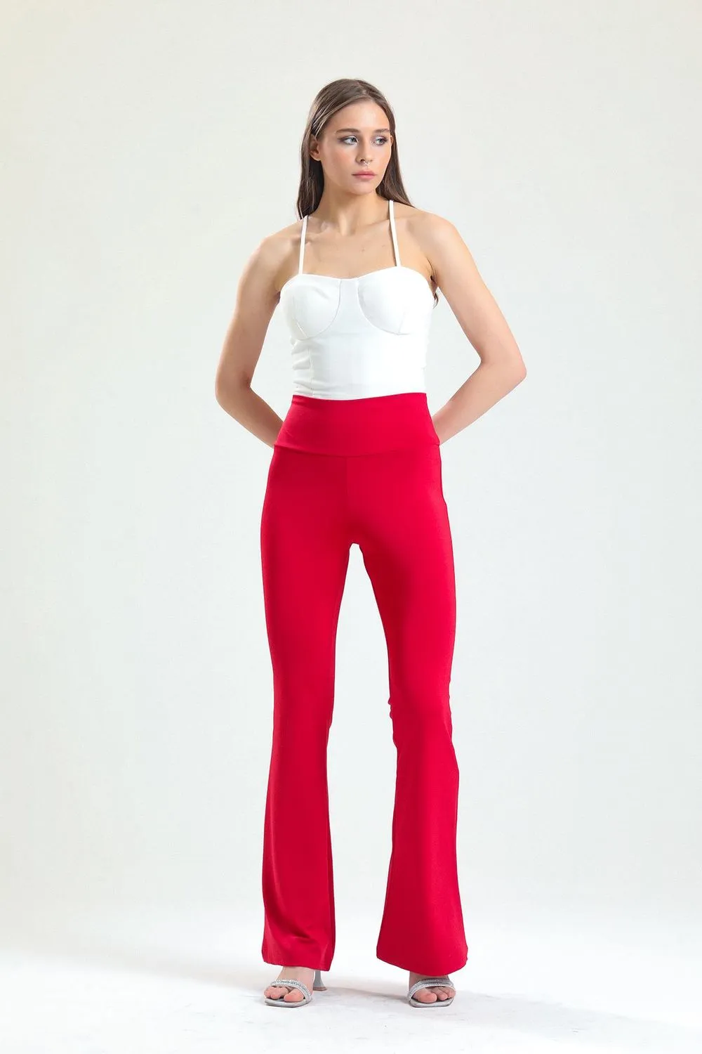 SNS Sense Red High Waisted Flared Spanish Paca Pants - Long Beach