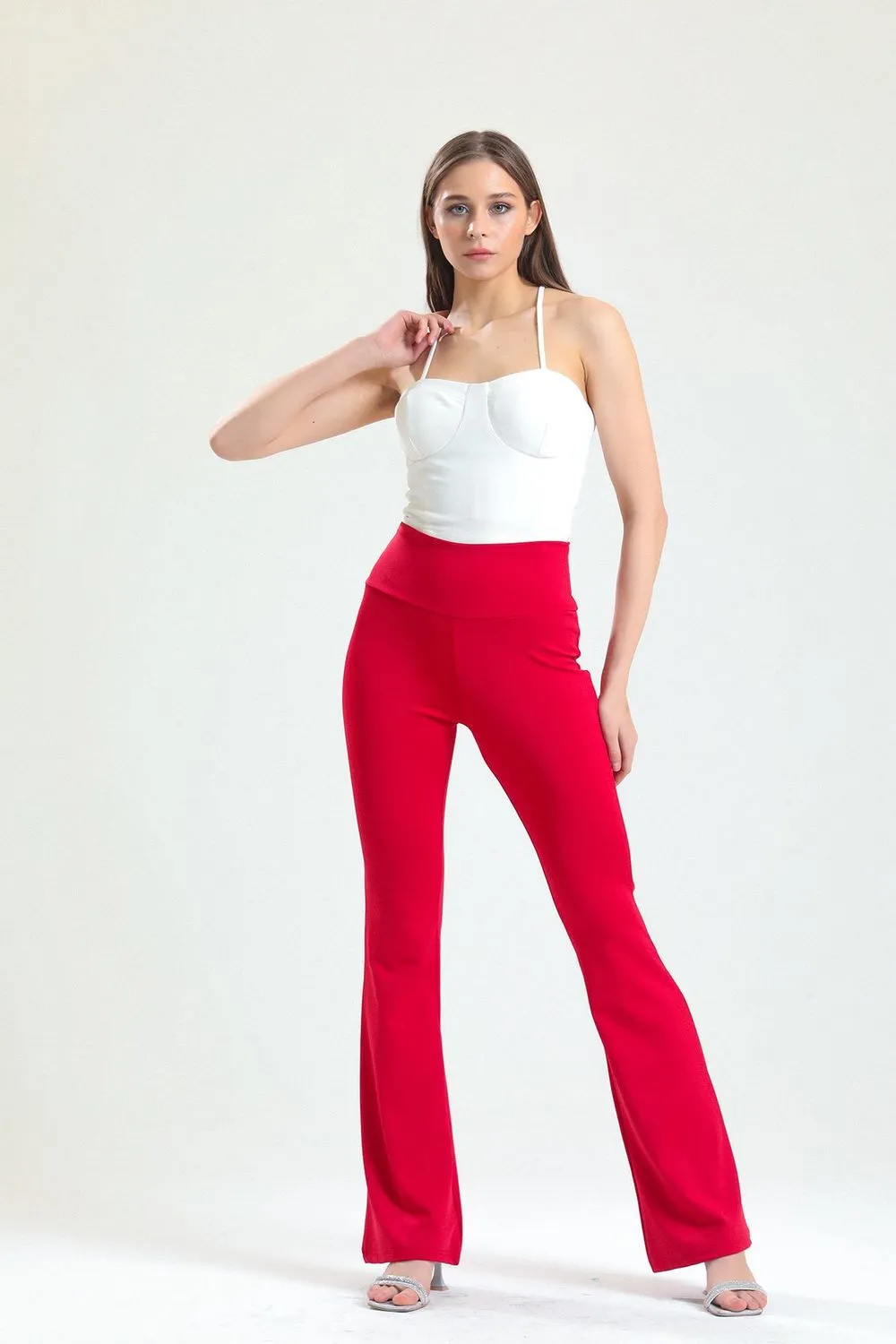 SNS Sense Red High Waisted Flared Spanish Paca Pants - Long Beach