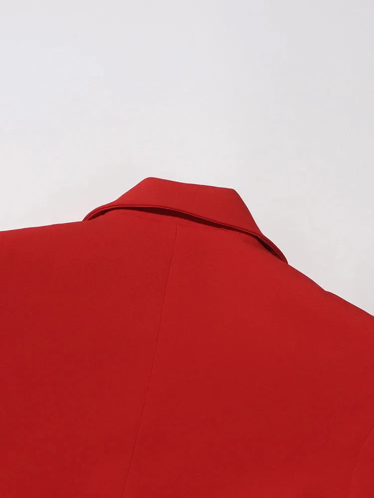 Statement Bow Sleeve Blazer - Red