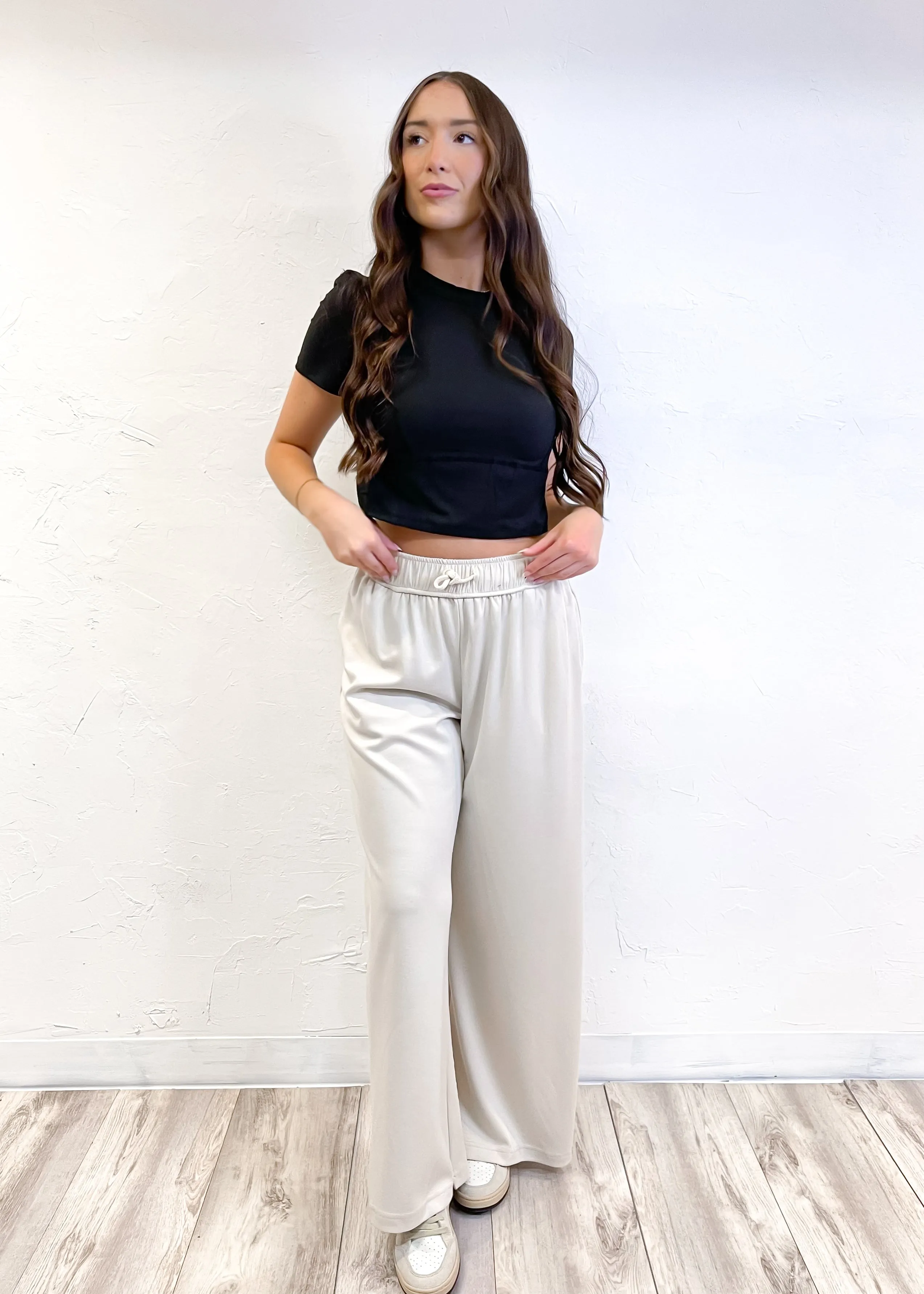Stay For A While Drawstring Pant | Ecru