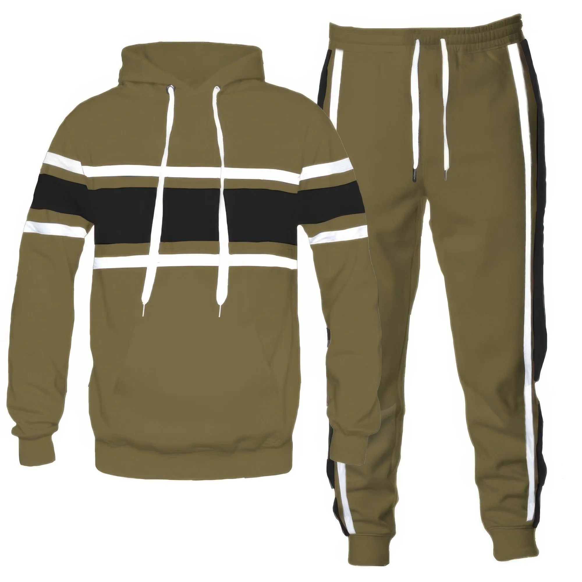 Stripe Pullover Hoodie & Pants Set