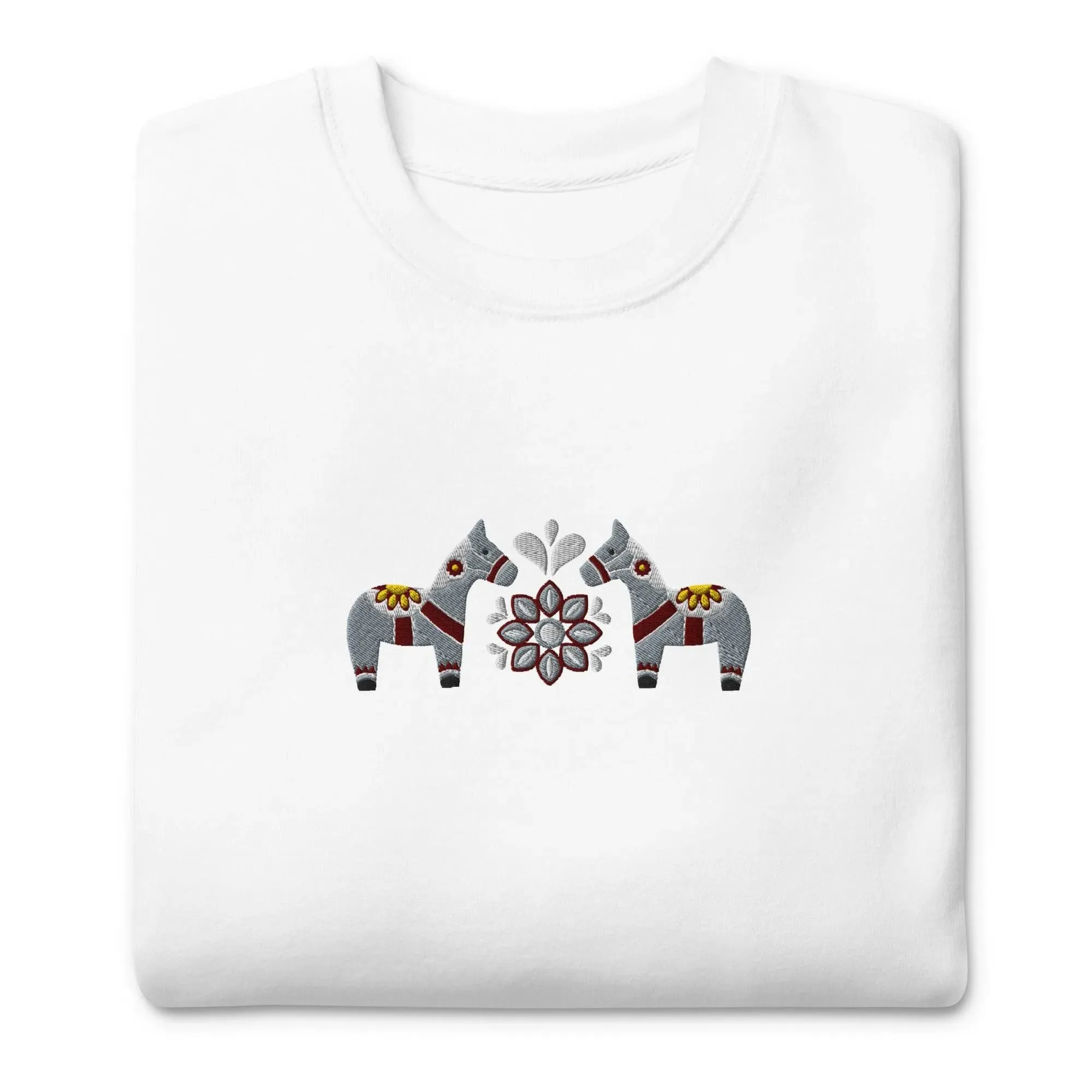 Swedish Gray Dala Horse Sweatshirt - Embroidered