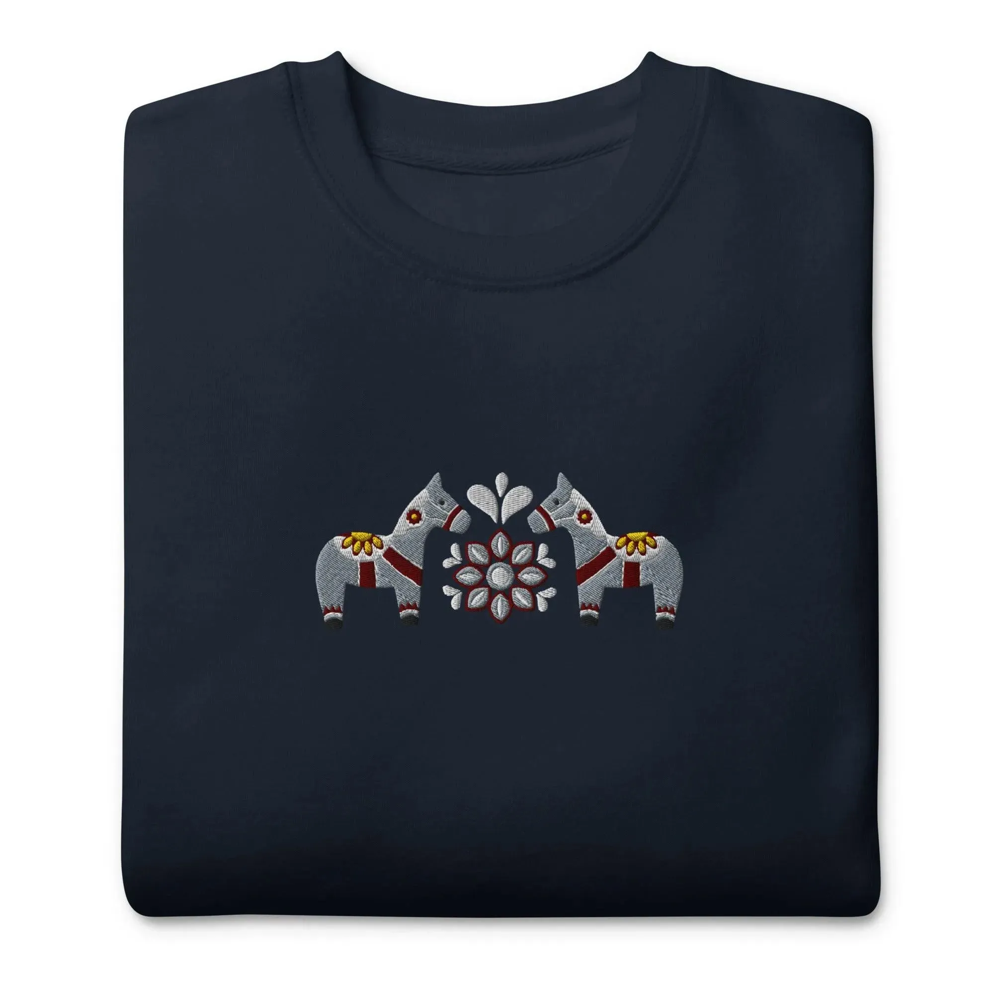 Swedish Gray Dala Horse Sweatshirt - Embroidered