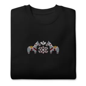 Swedish Gray Dala Horse Sweatshirt - Embroidered