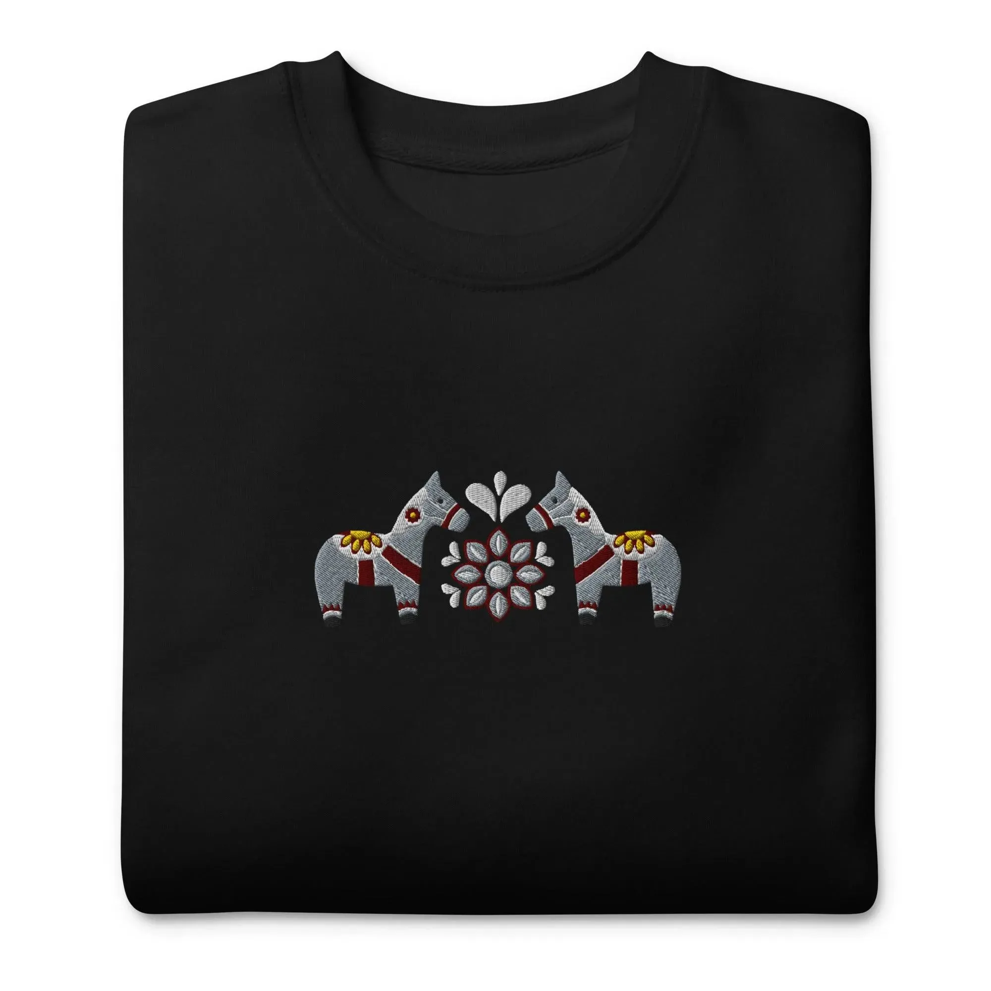Swedish Gray Dala Horse Sweatshirt - Embroidered