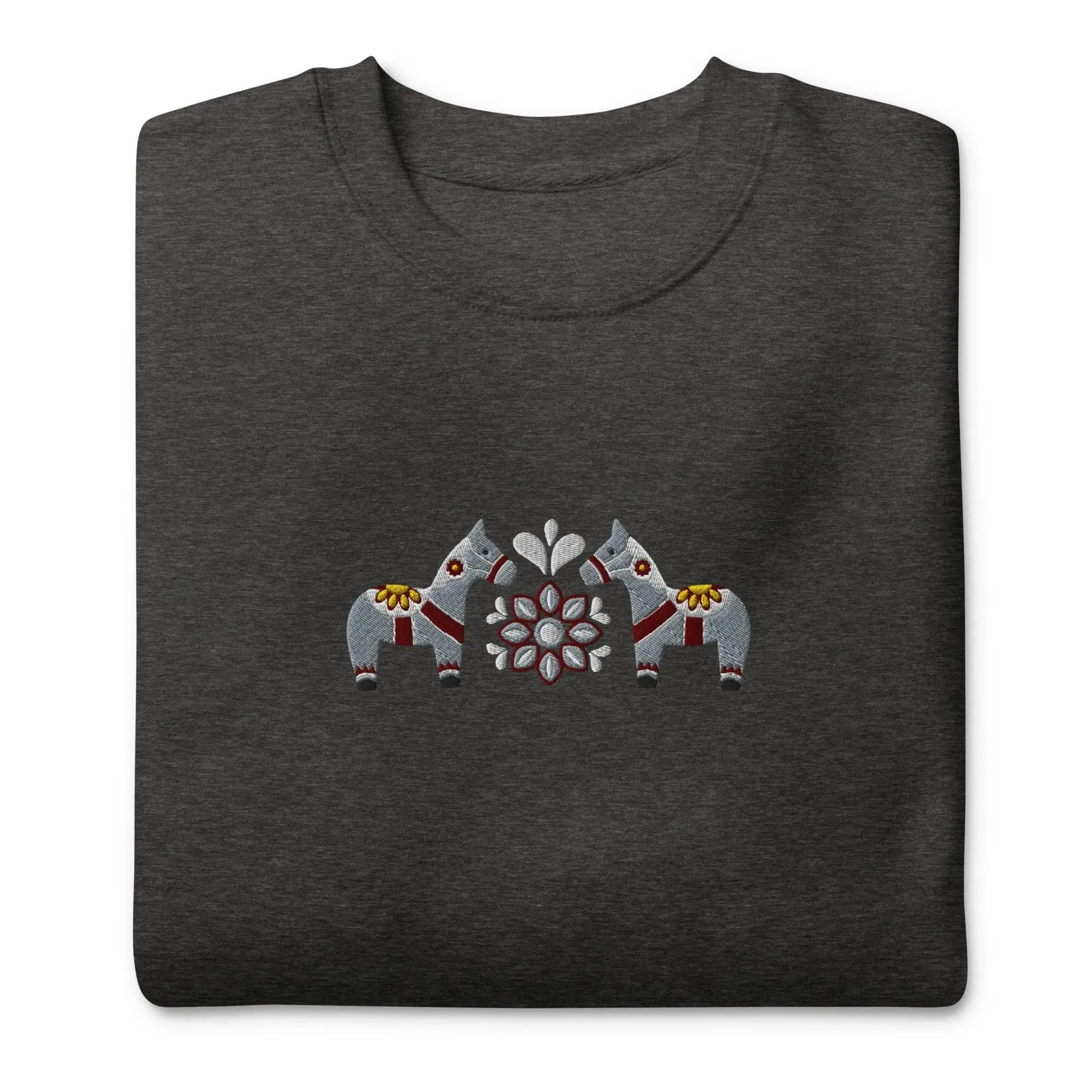Swedish Gray Dala Horse Sweatshirt - Embroidered