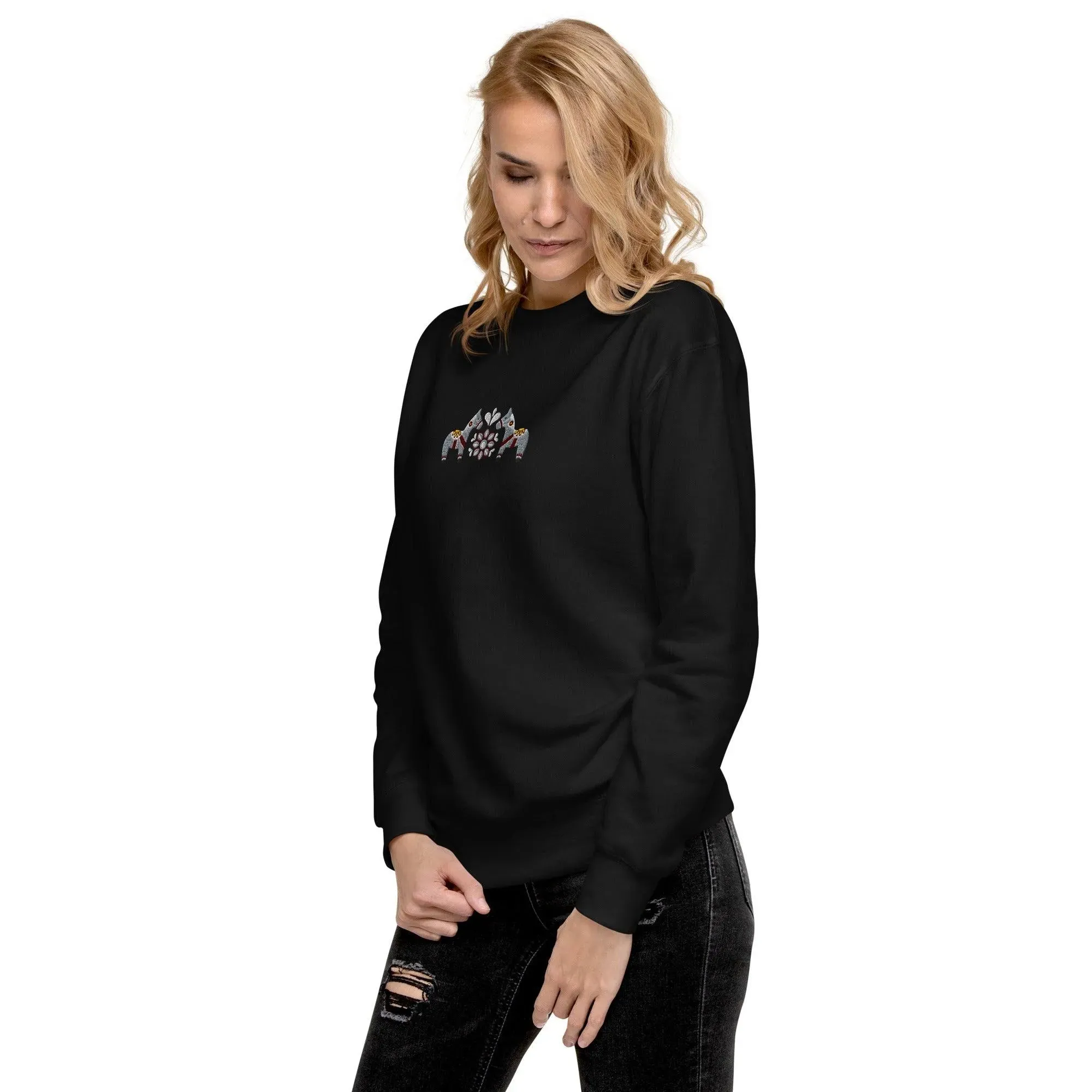 Swedish Gray Dala Horse Sweatshirt - Embroidered