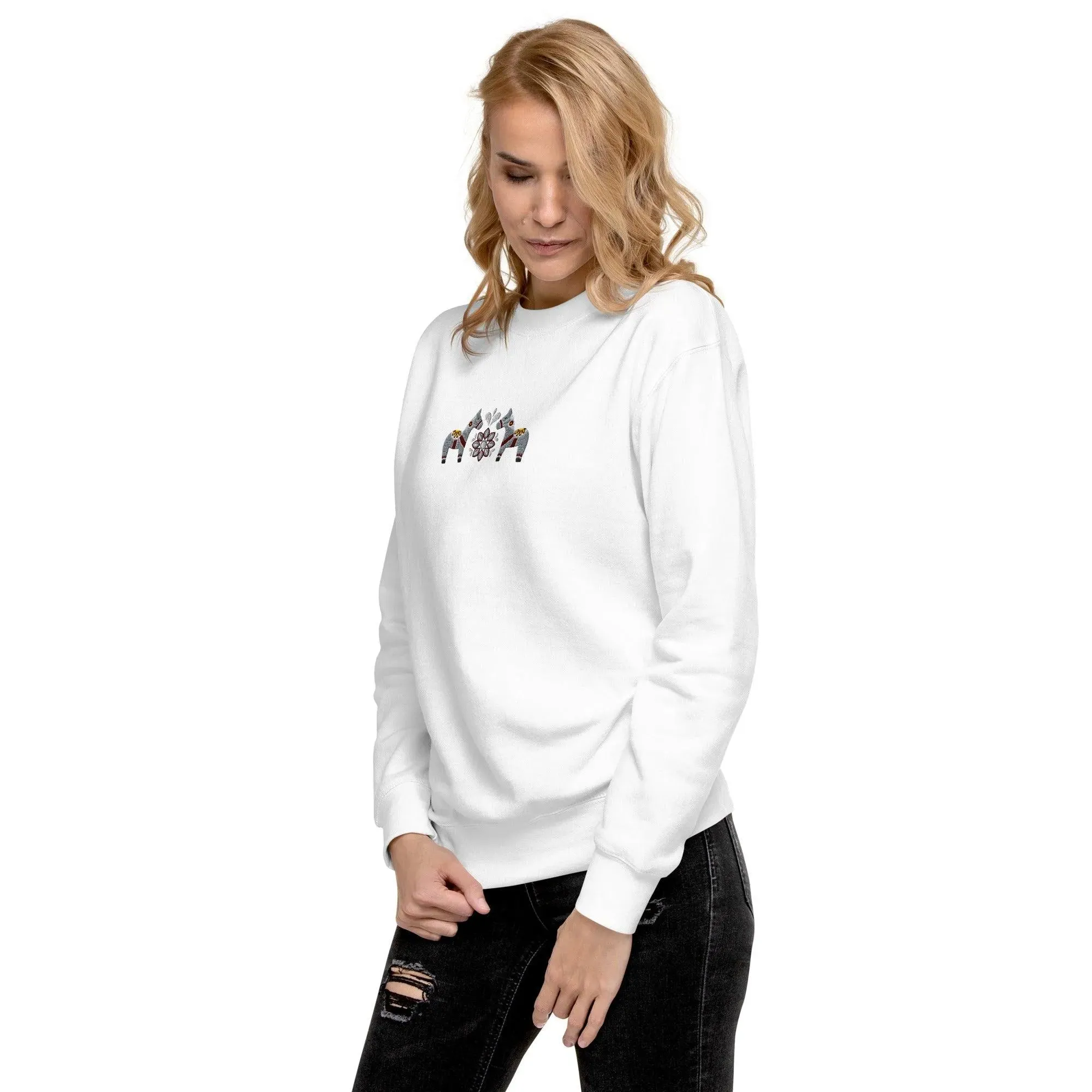 Swedish Gray Dala Horse Sweatshirt - Embroidered