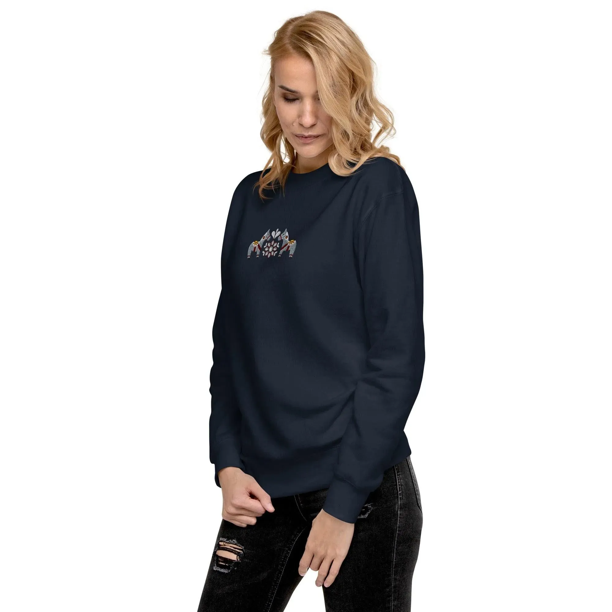 Swedish Gray Dala Horse Sweatshirt - Embroidered