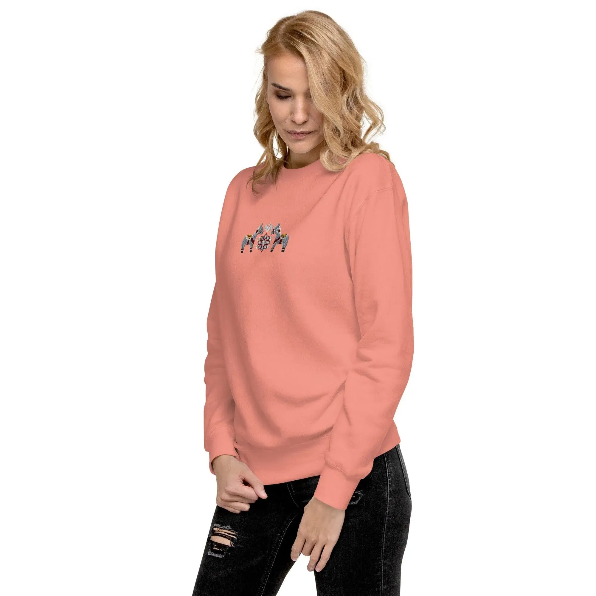 Swedish Gray Dala Horse Sweatshirt - Embroidered