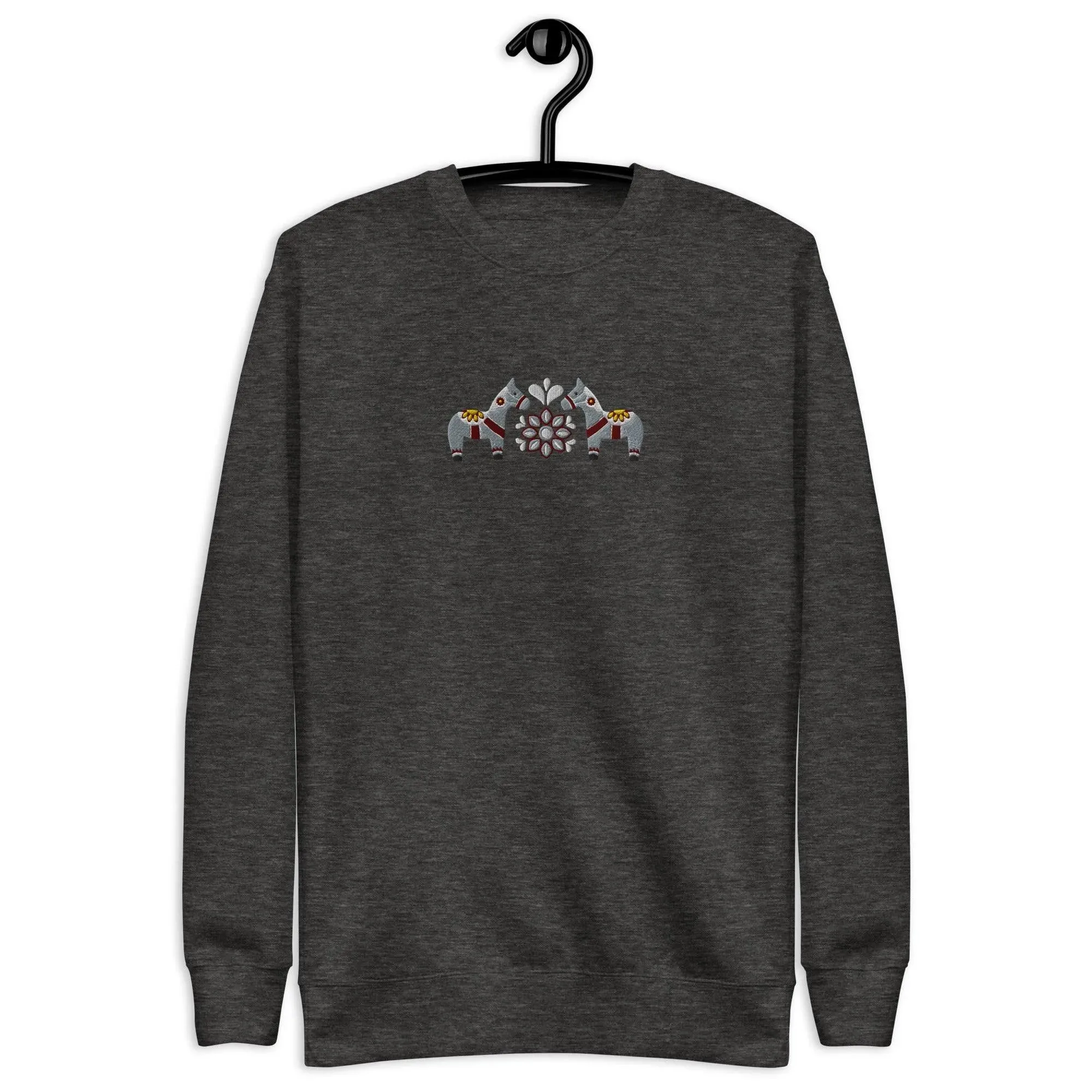 Swedish Gray Dala Horse Sweatshirt - Embroidered