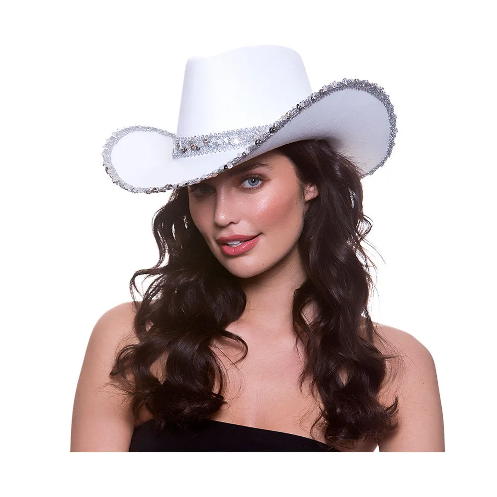 Texan Cowboy Hat White with Sequins