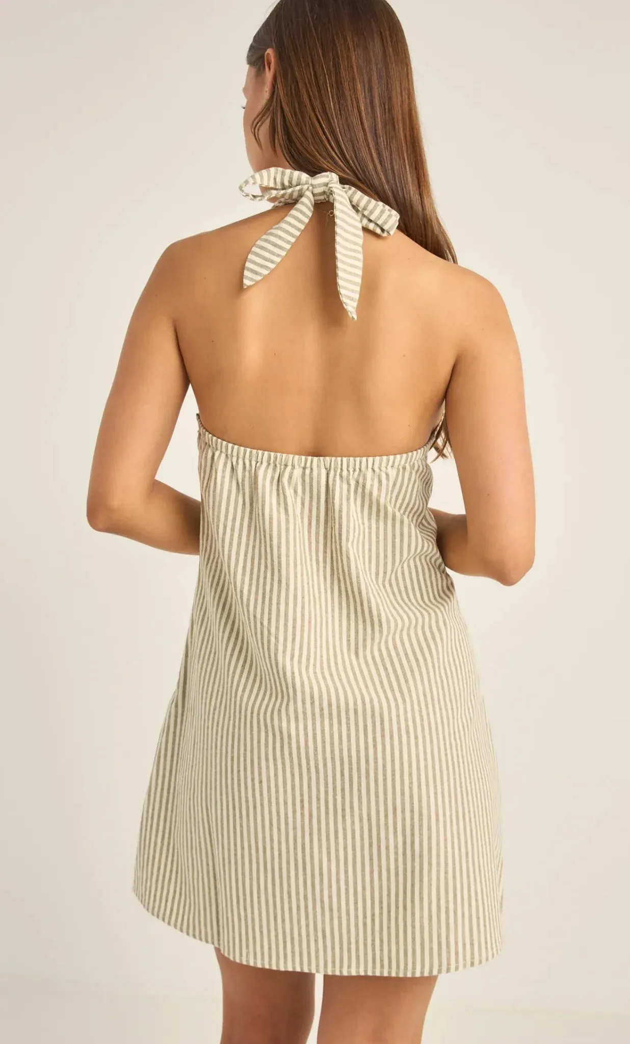 Valley Stripe Halter Dress-Ivy