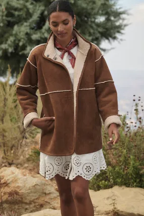 Velvet by Graham & Spencer Albany 03 Luxe Sherpa Reversible Jacket | Tobacco | Clearance Final Sale