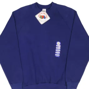 VINTAGE FRUIT OF THE LOOM BLANK BLUE CREWNECK SWEATSHIRT 1992 LARGE DEADSTOCK