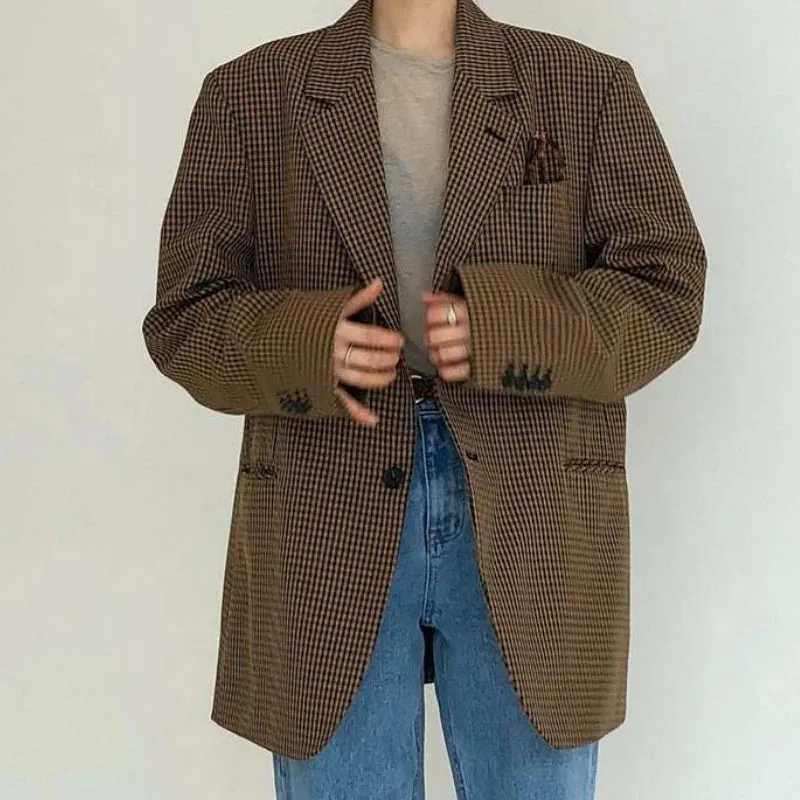 Vintage Plaid Oversized Blazer