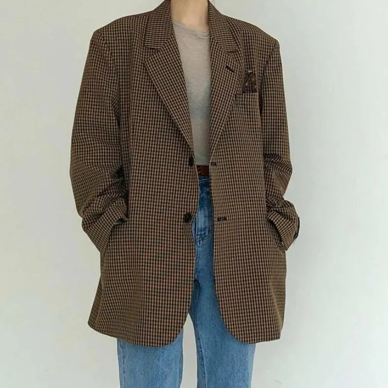 Vintage Plaid Oversized Blazer