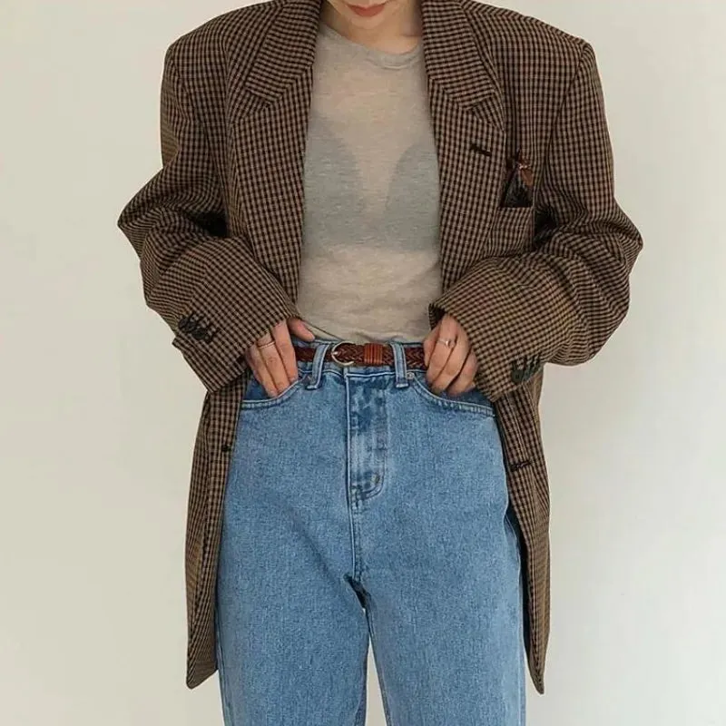 Vintage Plaid Oversized Blazer
