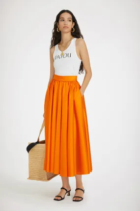 Volume midi skirt in satin