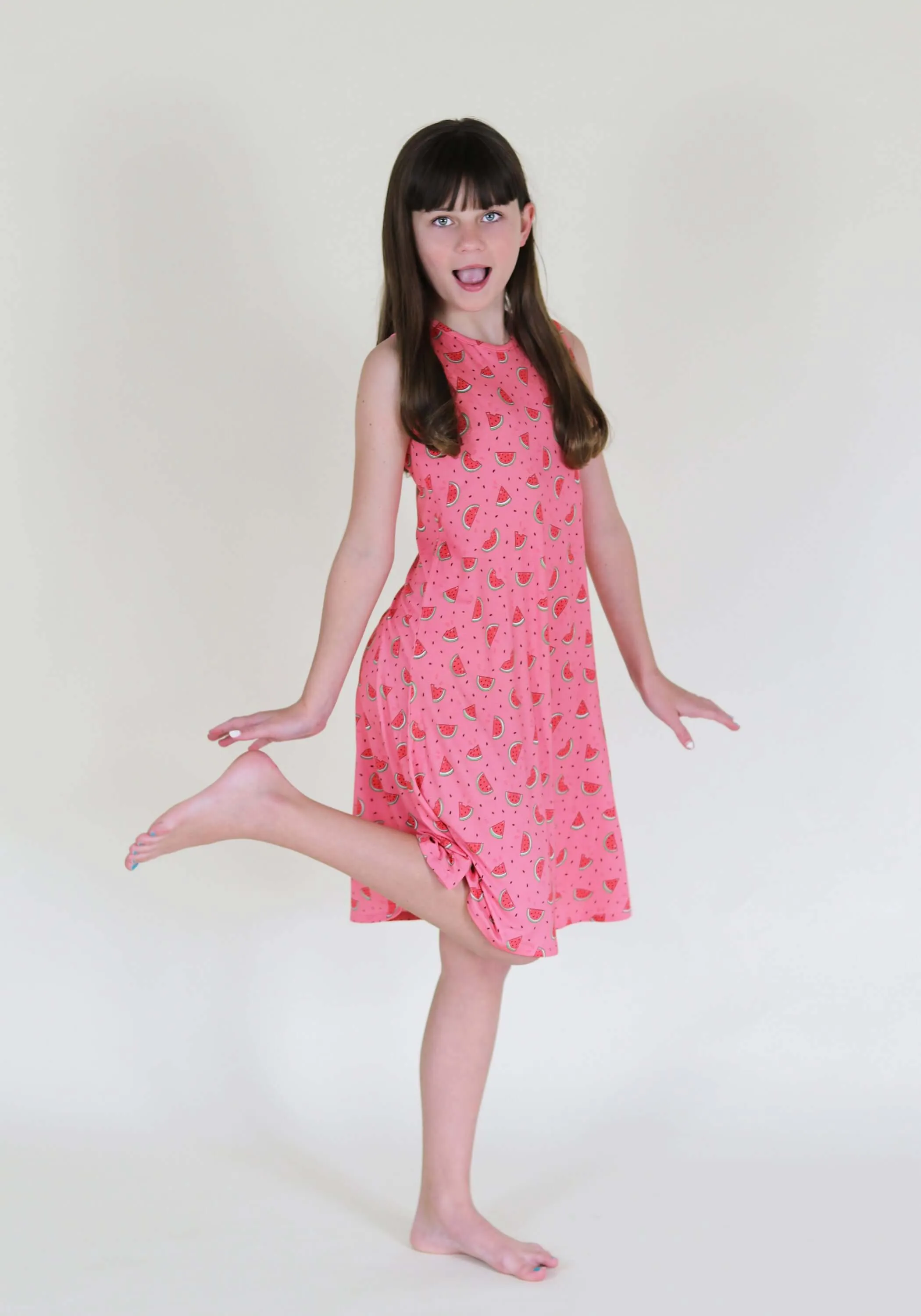 Watermelon Bamboo Girls' Sleeveless Dress